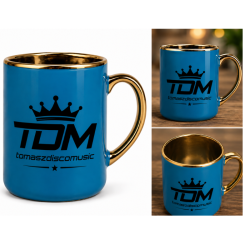 Kubek Premium TDM – Tomaszdiscomusic niebiesko złoty