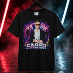 Czarny T-shirt FABER – imprezowy styl ze zdjęciem