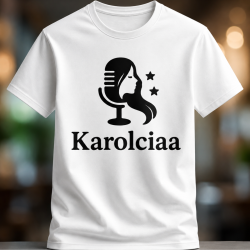 Koszulka Karolciaa – biała z czarnym logo