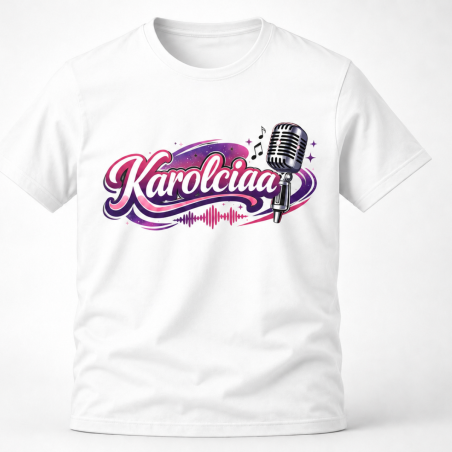 Koszulka Karolciaa – biała z kolorowym logo DTF