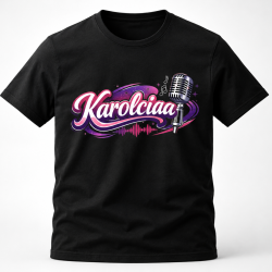 Koszulka Karolciaa – czarna z kolorowym logo DTF
