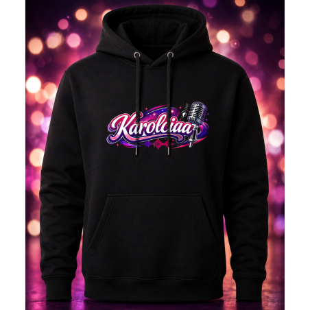 Bluza Karolciaa – czarna kangurka z kolorowym logo DTF