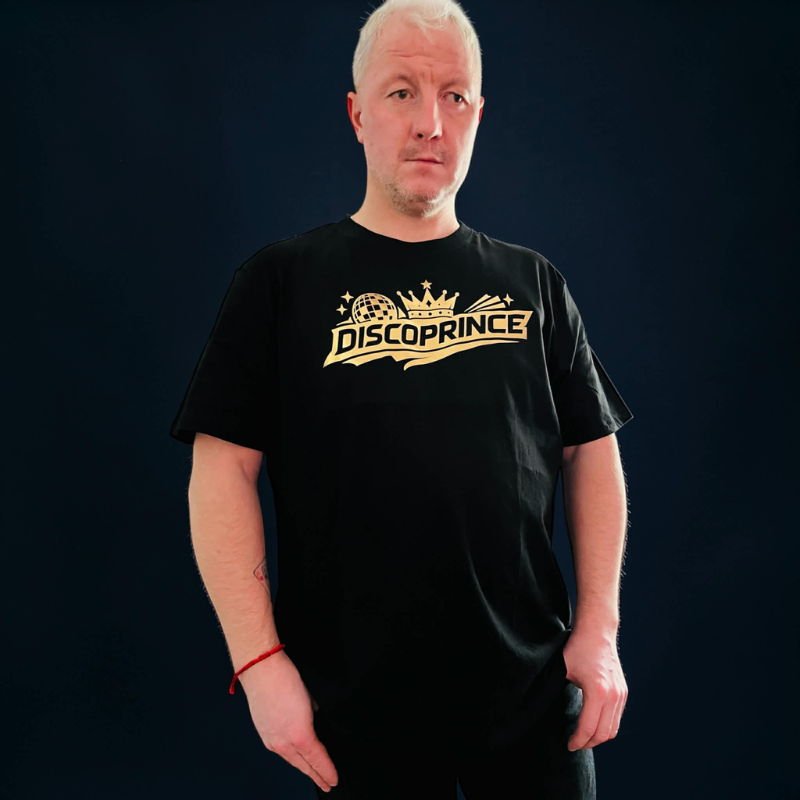 Koszulka T-shirt z nadrukiem Discoprince z złotym nadrukiem lub czarnym